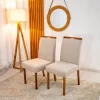 2 Cadeiras Isabela Linho Bege 01 Madeira Maciça KM Decor - Entregue Montada