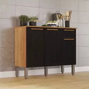 Balcão Cozinha Madri Larg. 1.05m Cinamomo/Preto Sallêto