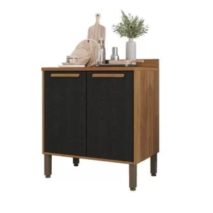 Balcão Flórida Larg. 0.80m Cinamomo/Preto 2 Portas - Sallêto