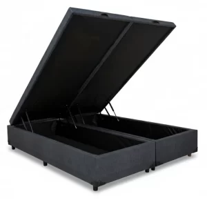 Base Box Baú Queen Bipartido Eli 158x198x42 Korino Linho Milão Grafite Blindado Nature