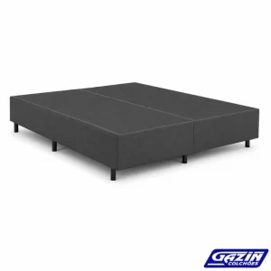 Base Box Queen Bipartido Linho Grafite 158x198x40 - Gazin