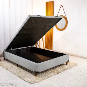 Box Baú Casal Carioca Sued Cinza 138x188x40 Blindado - Bioflex