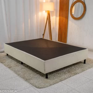 Box Casal Sued Bege 138x188x37 - Nosso Sonho