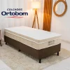 Box Solt. Sued Marrom Nosso Sonho + Colchão Solt. Airtech Springpocket 88x188x62 Molas Ensacadas - Ortobom