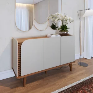 Buffet Jurerê C/Detalhe Ripado Larg. 1.36m Off/Freijó - Colibri