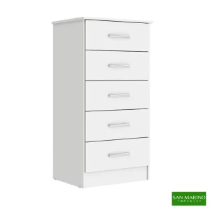 Cômoda Jamile Larg. 0.49m Branco 5 Gavetas - San Marino