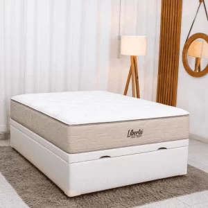 Colchão Casal Libertá Molas Ensacadas Inovaflex + Base Box Baú Casal Prime Confort Corino Palha Blindado Issacar 138x188x77 | Suporta até 120kg