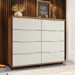 Cômoda Athenas Larg. 1.21m com 8 Gavetas Cedro/Areia - Rud Rack