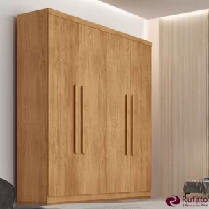 Guarda-roupa Império Nature 4 Portas 3 Gavetas Larg. 1.80m 100% MDF Rufato