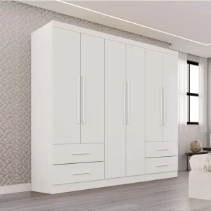 Guarda-roupa Texas Premium Branco 6 Portas 4 gavetas Larg. 1.80m - Sallêto