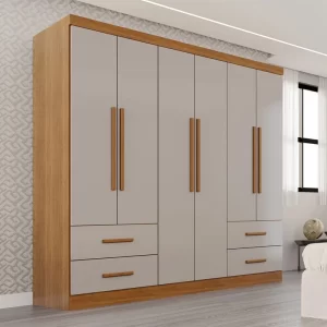 Guarda-roupa Texas Premium Cinamomo/Off 6 Portas 4 gavetas Larg. 1.80m - Sallêto