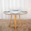 Mesa de Jantar Atlanta Redonda 120cm Vidro Off/Base Madeira - Minas Plac