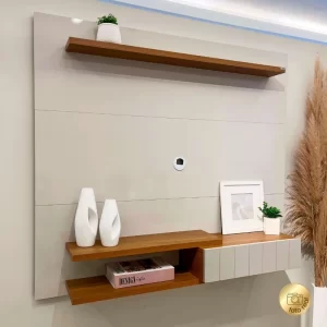 Painel Monza 1,35m Cinamomo/Off para TV até 55" - Artely