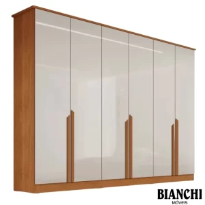 Guarda-roupa Casal Bianca 6 Portas Larg. 2.30m 100% MDF Nature/Off - Bianchi