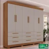 Roupeiro Dinamarca Cinamomo/Off 6 Portas 9 Gavetas C/pés Larg. 1.80m - Sallêto