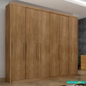 Roupeiro Santoro Cumaru 6 Portas 6 Gavetas 100% MDF Larg. 2.43m Novo Horizonte