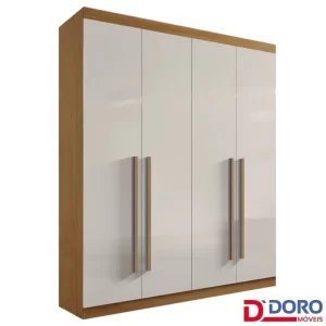 Roupeiro Da Vinci Plus 4 Portas 3 Gavetas Cinamomo/Off MDF Larg. 1.85m D Doro