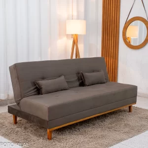 Sofá Cama Madrid Veludo Marrom 2263 Larg. 1.80m - Molas Bonnel