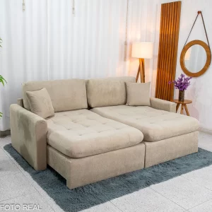 Sofá Retrátil Reclinável Guapé Larg. 2.27m Boucle Bege Escuro 431