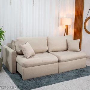 Sofá Retrátil Reclinável Guapé Larg. 2.27m Linho Bege 459