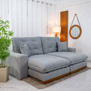 Sofá Retrátil Reclinável Ruah 2.50m Linho Cinza 2016 - Molas Ensacadas