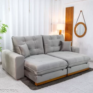 Sofá Retrátil Reclinável Ruah 2.50m Veludo Avelã 4052 - Molas Ensacadas